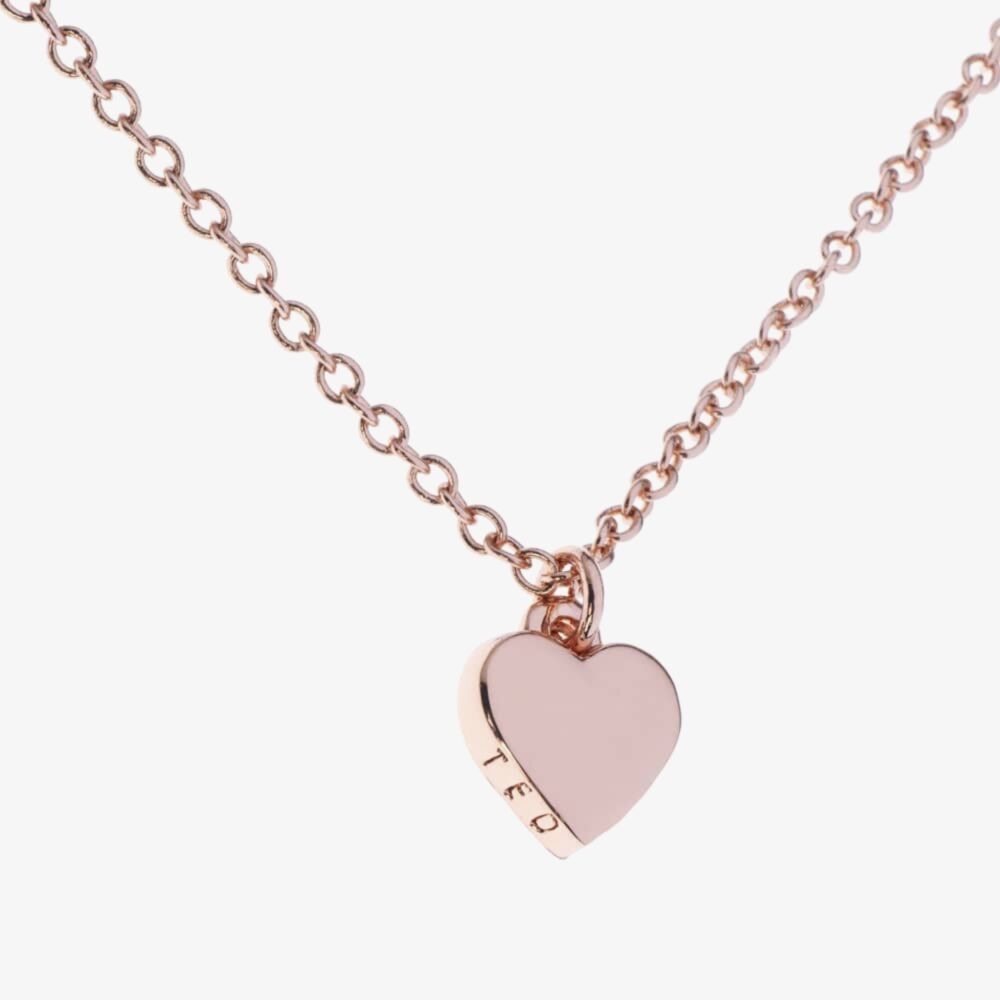 Ted Baker Hara Rose Gold Finish Tiny Heart Pendant Necklace with Dust Bag